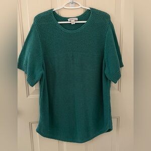 Coldwater Creek 1X Women's Tunic Sweater - Aqua Short Sleeve Pullover